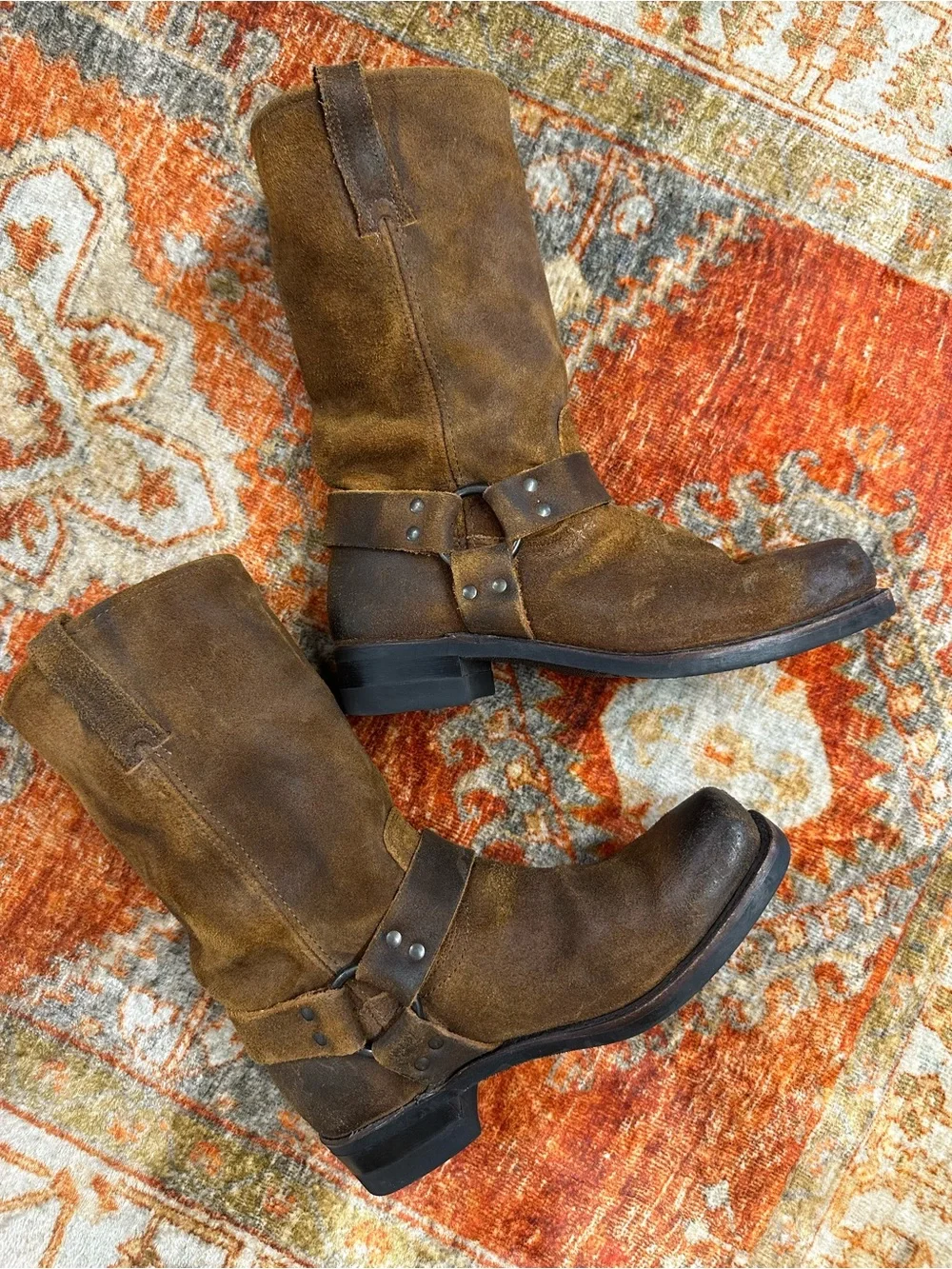 Frye new Men's leather distressed Suede Harness Boot